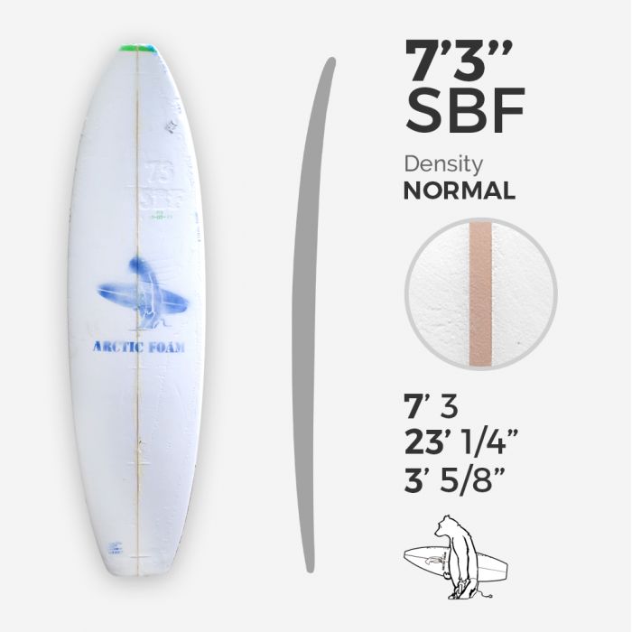 7'3'' SBF - Green density - latte 3/16'' Basswood, ARCTIC FOAM