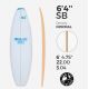 6'4'' SB Shortboard - Blue Density - latte 4mm Obs SURFBLANKS