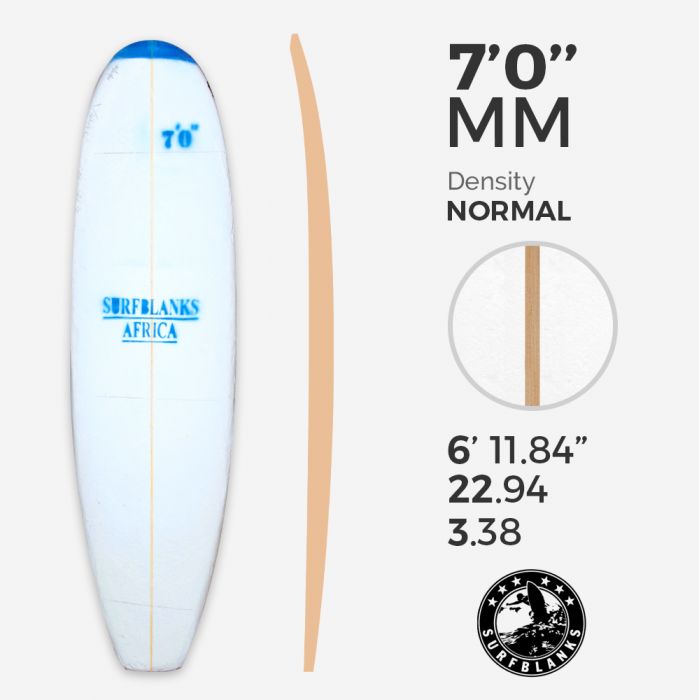 7'0'' MM Egg / Evolutive - Blue Density - latte 4mm Obs SURFBLANKS