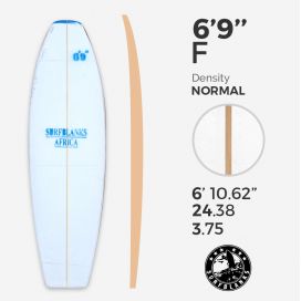 6'9'' F Fish - Densidad Azul - costilla 4mm Obs, SURFBLANKS