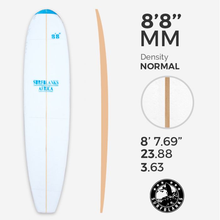 8'8'' MM Malibu - Densidad Azul - costilla 8mm Obs, SURFBLANKS