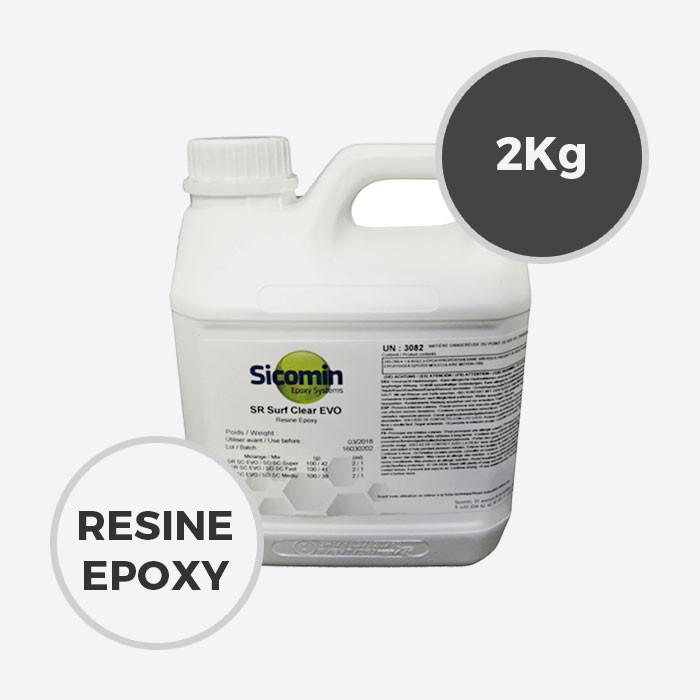 2 kg de resine epoxy SR Surf Clear EVO Viral Surf -  Sicomin