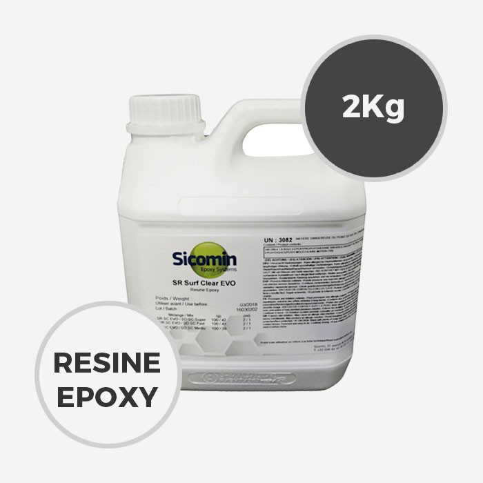 2 kg de resine epoxy SR Surf Clear EVO 2 by Viral Surf, SICOMIN