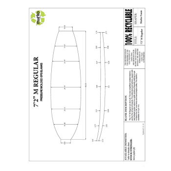 7'2'' Thick EPS - 7'2'' x 24" x 3,6", 1/8'' Ply stringer, MARKO FOAM