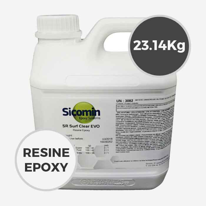 23.84 kg de résine époxy SR Surf Clear EVO Sicomin