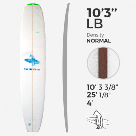 10'3'' LB Longboard - 1/2'' red cedar stringer, ARCTIC FOAM