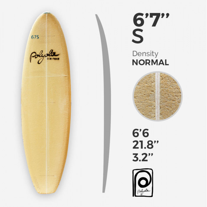 6'7'' S Shortboard - costilla 4mm Ply, POLYOLA
