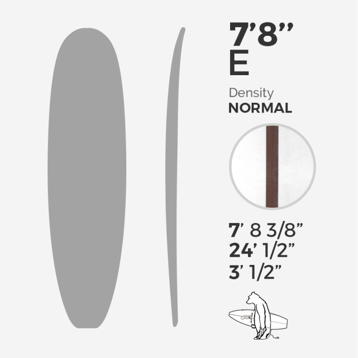 7'8'' E Egg - Green density - costilla de 1/4'' red Cedar, ARCTIC FOAM