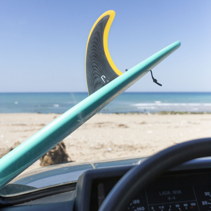 8.0" longboard single fin - Smoke to gold fiberglass