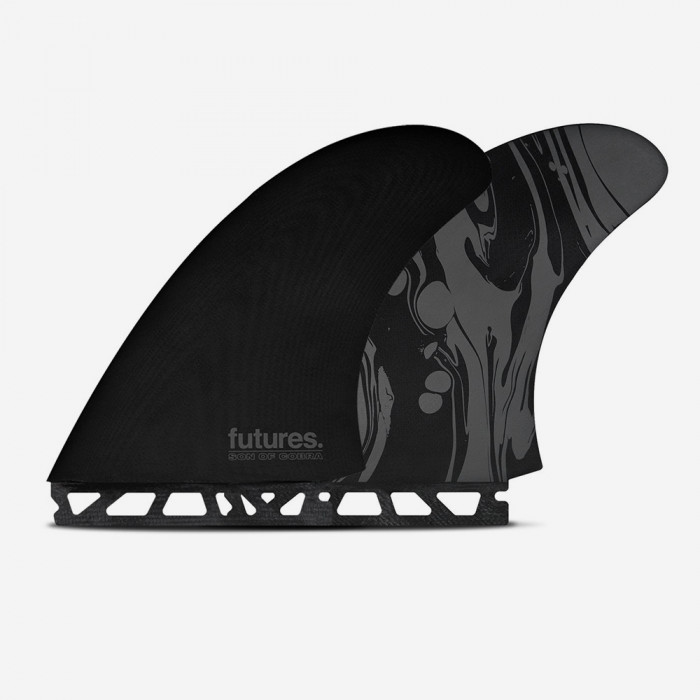 Quillas Twin fins - Son of Cobra Twin fin - Fiberglass Black marble, FUTURES.