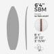 6'4'' SBM Shortboard - Orange ultra light density - latte 1/8" Ply, ARCTIC FOAM