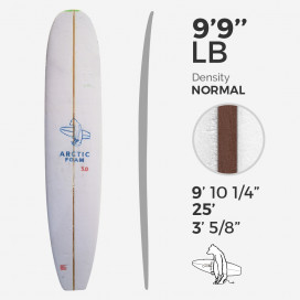 9'9'' L Longboard, Green density - 5/8'' Red Cedar, ARCTIC FOAM