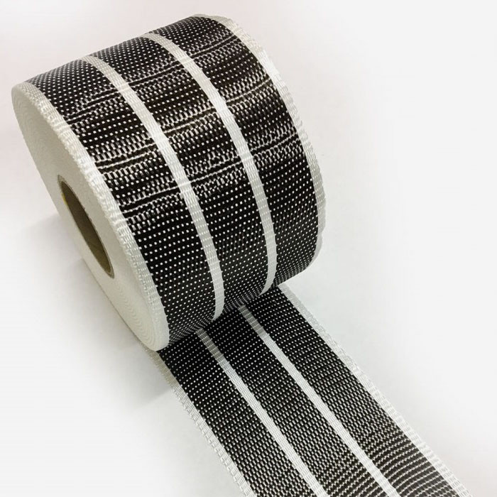 Bande de renfort hybride fibre de verre et carbone avec 3 bandes de carbone UD larges, largeur 100mm