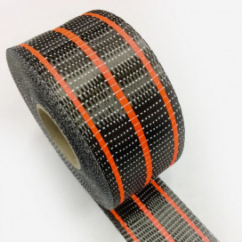 Carbon Fiber Tape mixed with Fibreglass and fluo red strands