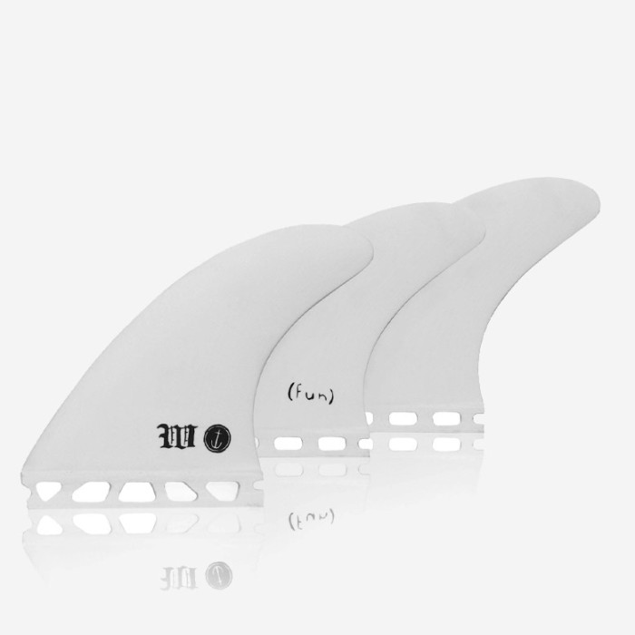Captain Fin co. single tab thruster fins Wade Goodall white