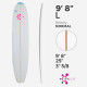 Pain de mousse PU 9'8'' Longboard, HURACAN Foam