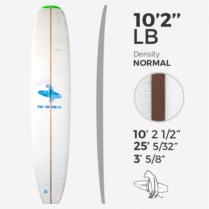 10'3'' LB Longboard - Green density - latte 1/2'' red cedar,, ARCTIC FOAM