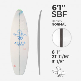 6'1'' SBF Shortboard - Green density - 1/8'' 1/8'' Black/Black/Black Ply stringer, ARCTIC FOAM