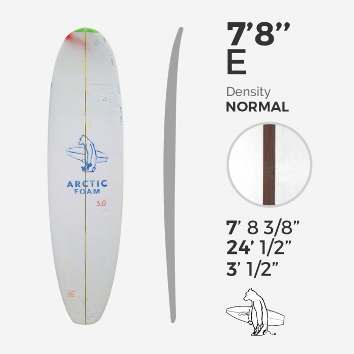 7'8'' E Egg - Green density - costilla de 3/16'' Red Cedar, ARCTIC FOAM