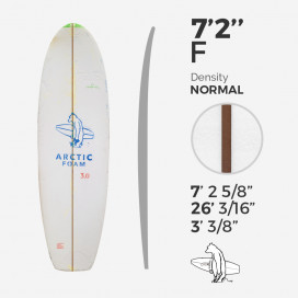 7'2'' F Fish - Green Density - latte 3/16'' Dark Brown Thermo Basswood, ARCTIC Foam