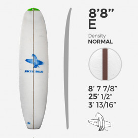 8'8'' E Malibu - Green density - latte 1/4 Dark Brown Thermo Basswood, ARCTIC FOAM