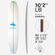 10'2'' LB Longboard - 1/2'' Dark Brown Thermo Basswood stringer, ARCTIC FOAM