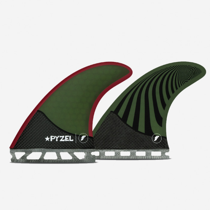Dérives Thruster - Pyzel medium RTM Hex Green / Red, FUTURES.