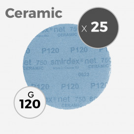 25 disques abrasifs net 750 ceramic - diamètre 150mm - grain 120, SMIRDEX
