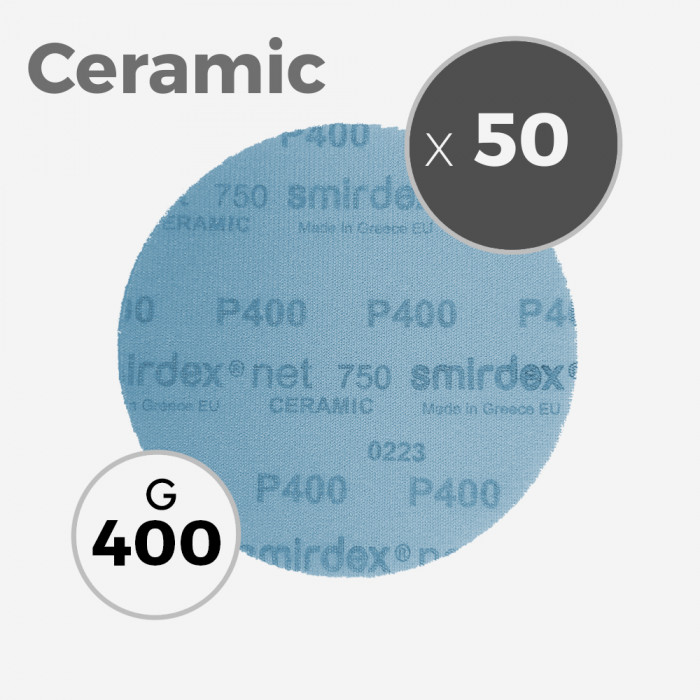 Box of 50 Smirdex net 750 ceramic abrasive discs diameter 150mm - grit 400