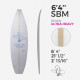 6'4'' SBM Tow-in Shortboard - Silver density - 1/2" Basswood, ARCTIC FOAM