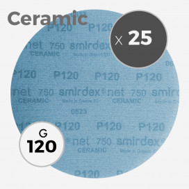 25 discos abrasivos Smirdex net 750 ceramic- diámetro 200mm - grano 120