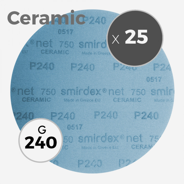 25 disques abrasifs net 750 ceramic - diamètre 200mm - grain 240, SMIRDEX