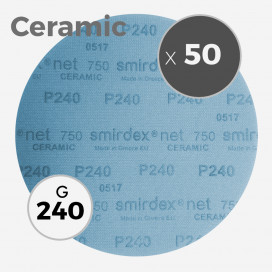 Caja de 50 discos abrasivos Smirdex net 750 ceramic- diámetro 200mm - grano 240