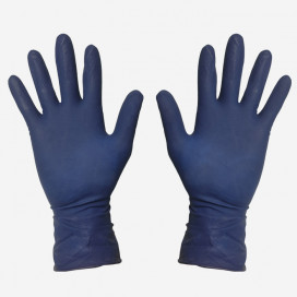 Paire de gants en latex très épais spécifiques risques chimiques, couleur bleu, taille Large