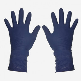 Paire de gants en latex très épais spécifiques risques chimiques, couleur bleu, taille Medium