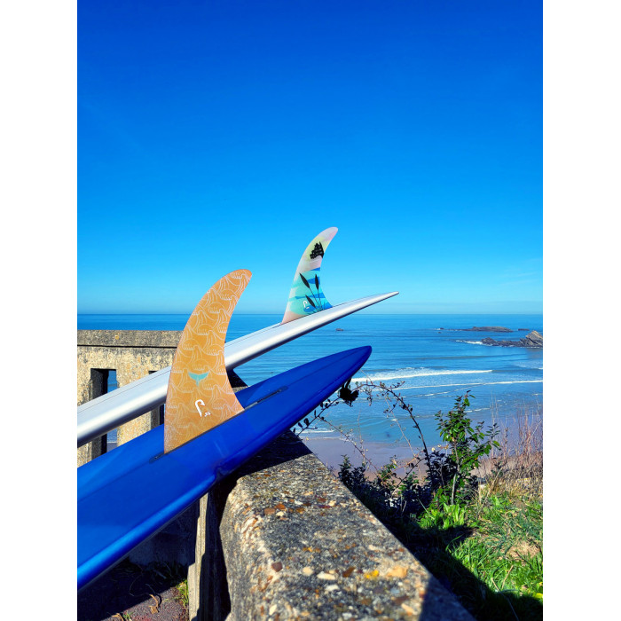 7.5 longboard single fin - Clear fiberglass