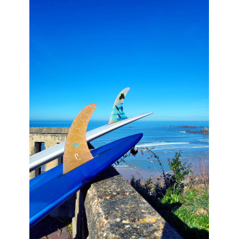 9.75 longboard single fin - Gold tint fiberglass