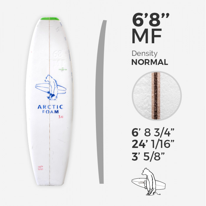 6'8'' MF Fish - Green density, ARCTIC FOAM