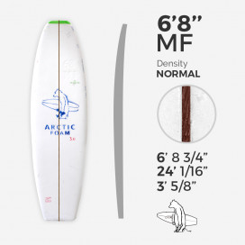 6'8'' MF Fish - Green density 1/8 Dyed Basswood Brown, ARCTIC FOAM