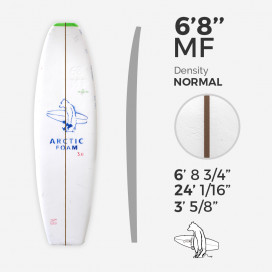 6'8'' MF Fish - Green density - 1/8'' Dark Brown Thermo Basswood stringer, ARCTIC FOAM