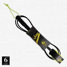 Leash surf Premium - Comp 6'0'' x 5,5mm - Black & fluo yellow, JUST