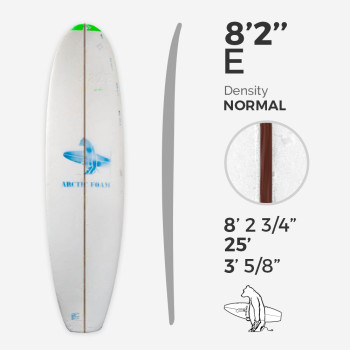 8'2'' E Malibu - Green density - latte 1/4 Red Cedar - Artic foam