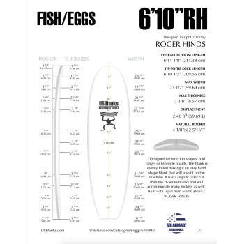 6'10'' RH Hybrid - Green Density - latte 1/4'' Dark wood, US BLANKS
