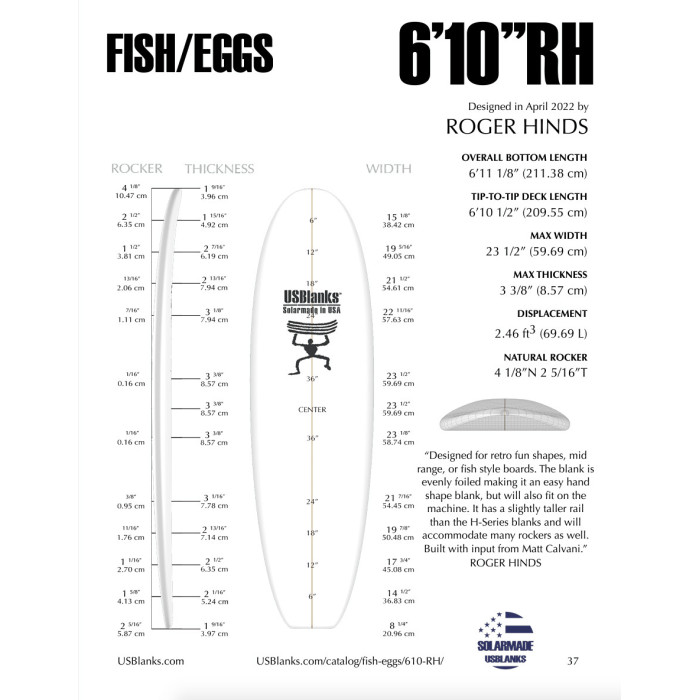 6'10'' RH Hybrid - Green Density - latte 1/4'' Dark wood, US BLANKS