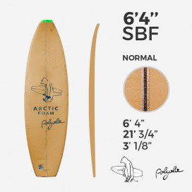 6'4'' SBF Shortboard - BIO FOAM Green density - 1/8'' Ply stringer, ARCTIC FOAM
