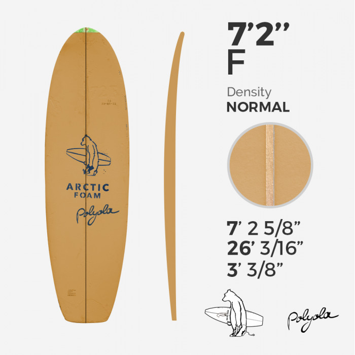 7'2'' F Fish - BIO FOAM Green density - latte 3/16'' Basswood, ARCTIC FOAM