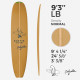 9'3'' L Longboard, BIO FOAM Green density - latte 5/16'' Basswood, ARCTIC FOAM