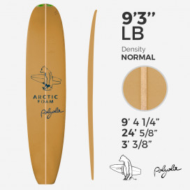 9'3'' LB Longboard, Polyola Green density - latte 5/16'' Basswood, ARCTIC FOAM