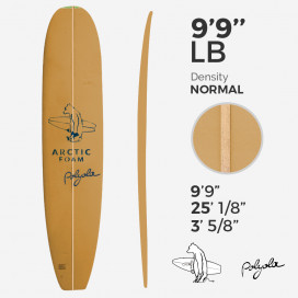 9'9'' LB Longboard, Polyola Green density - latte 5/16'' Basswood, ARCTIC FOAM