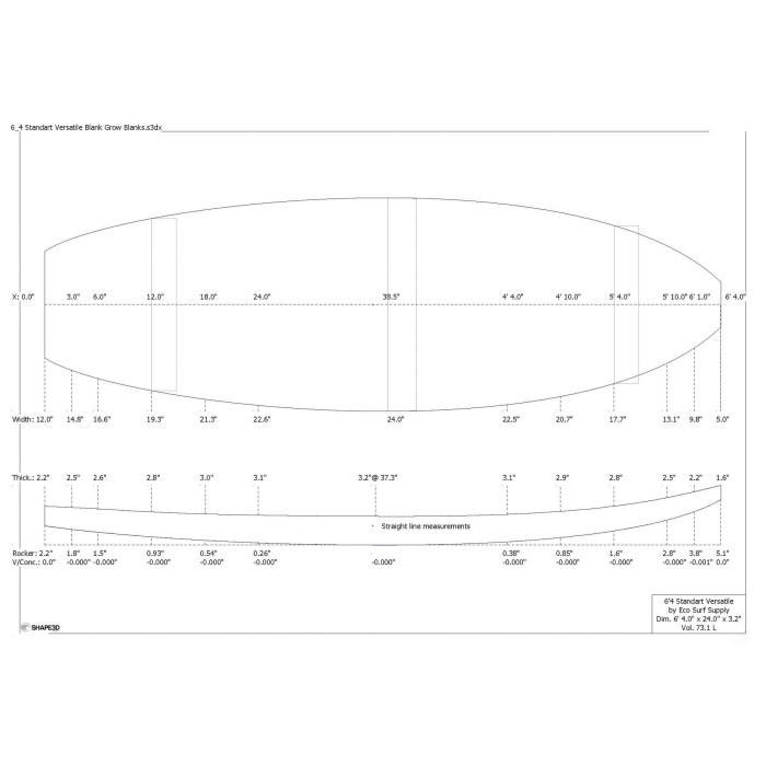 6'4'' Agave Blank - 6'4'' x 24'' x 3.3'' - shortboard / fish, GROW BLANKS 6'4'' Agave Blank - 6'4'' x 24'' x 3.3'' - shortboard / fish, GROW BLANKS
